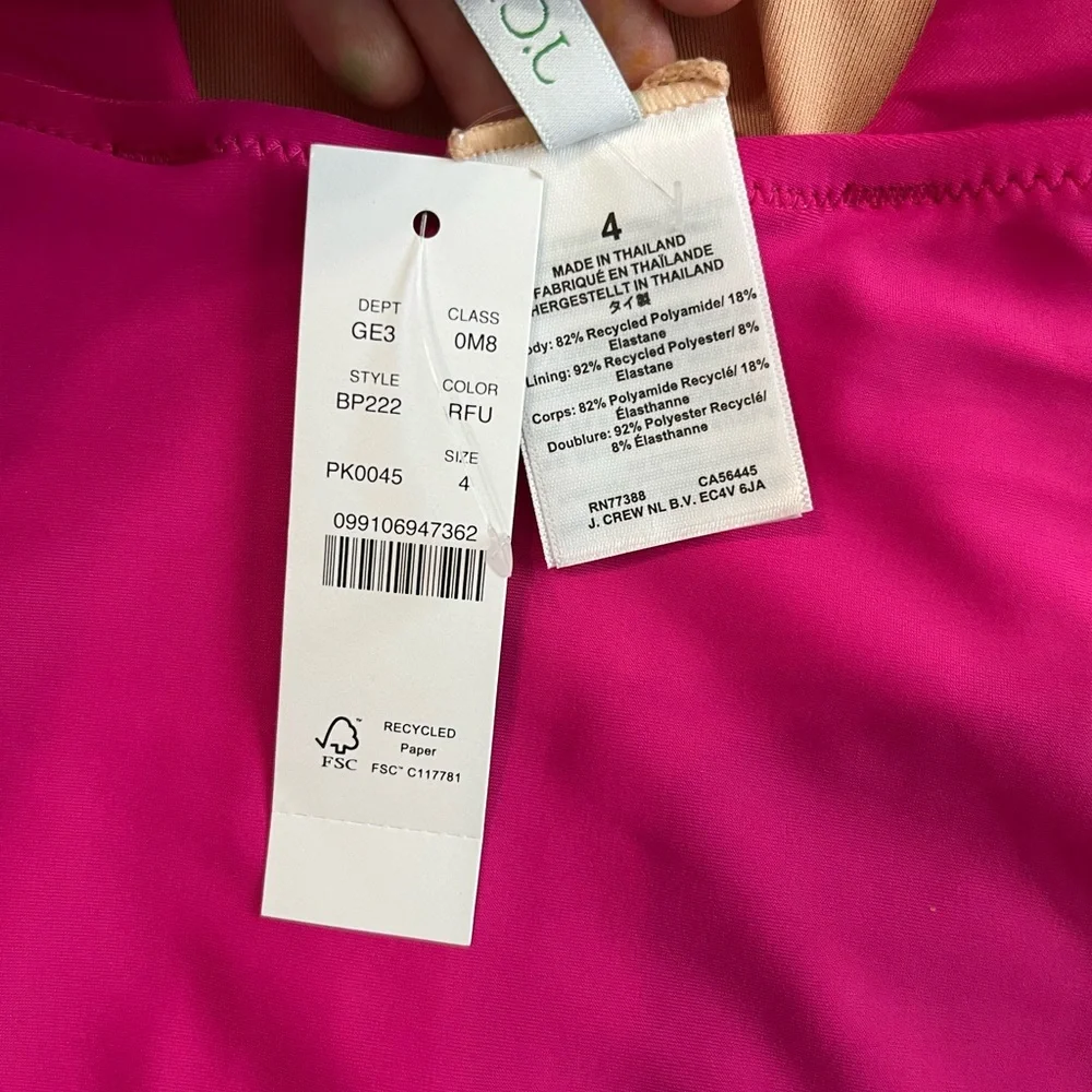 NWT J. Crew Pink Ruffle One-Piece Swimsuit